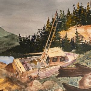 Original Watercolor 16x20 On the Rocks